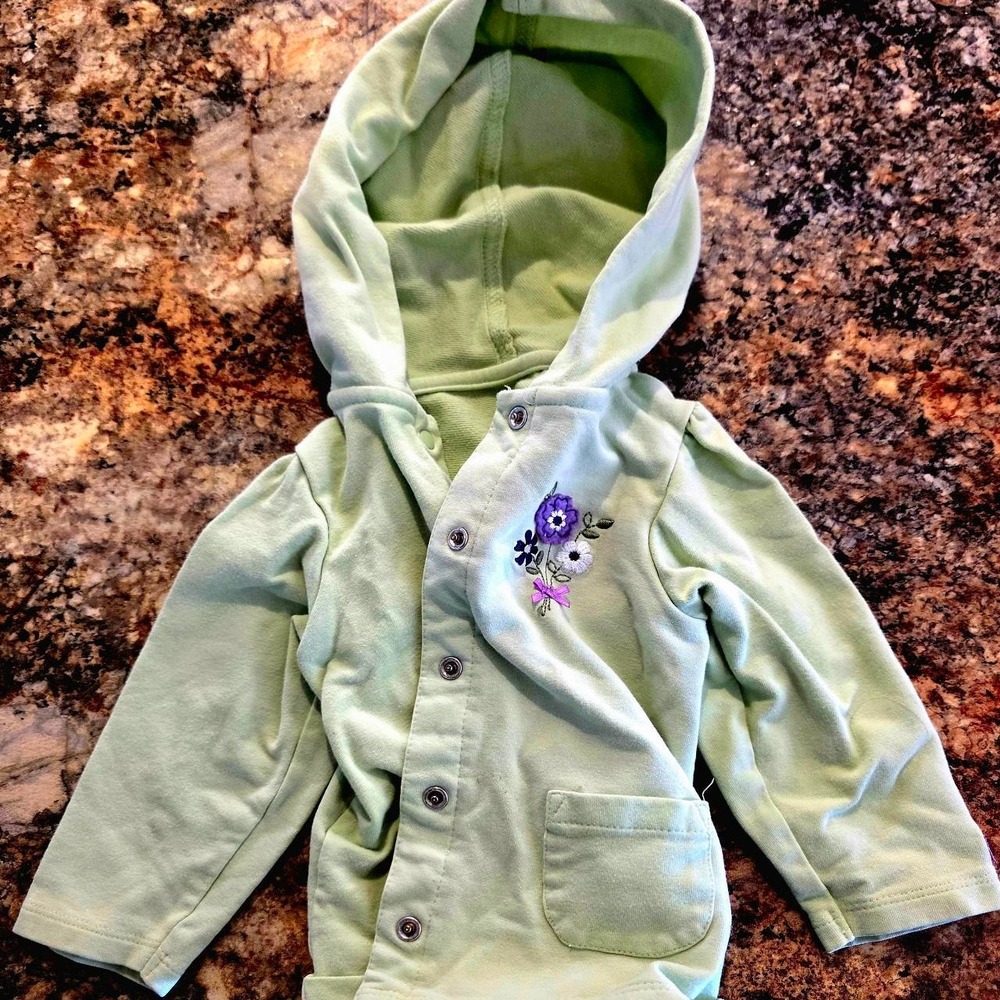 Carters GIrls Infant Baby Size 9 months Fleece Snap Up Jacket coat Hooded Hoodie